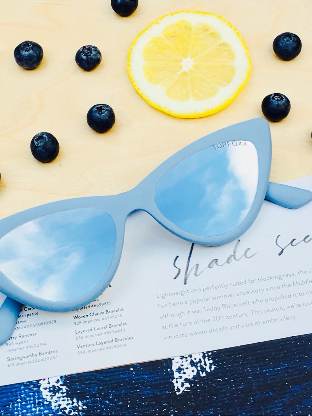 Topfoxx ❉ Mirror Lens Cat Eye Sunglasses in Silver Blue